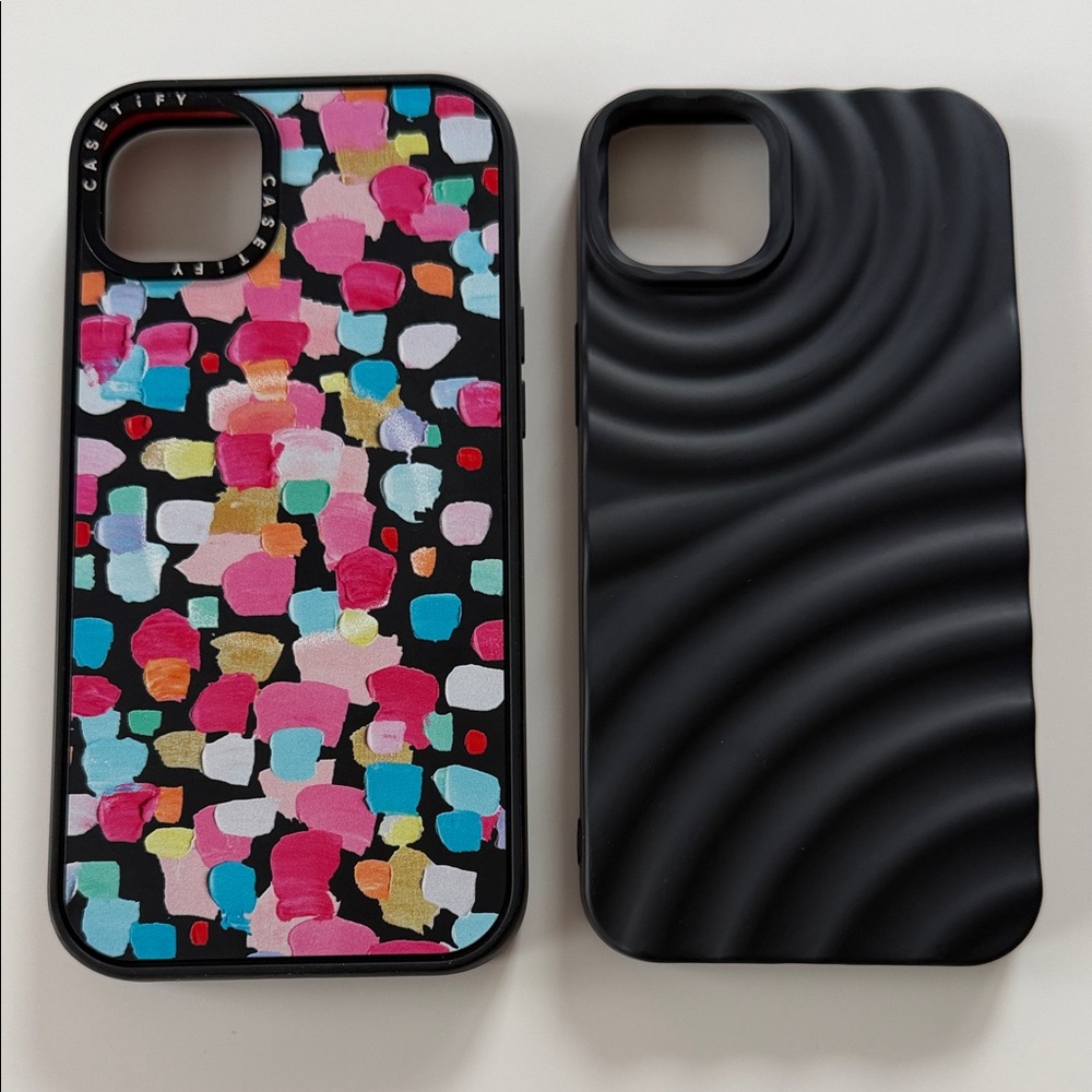Casetify Colorful Abstract and Black Wave Phone Case Duo